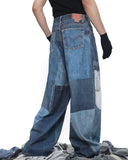 PATCH PRINT WIDE JEANS