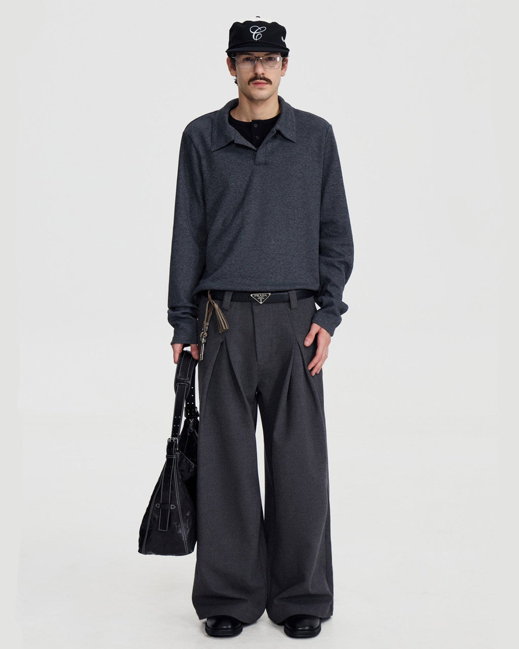WAIST PLEATED WIDE TROUSERS