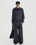 WAIST PLEATED WIDE TROUSERS