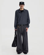 WAIST PLEATED WIDE TROUSERS