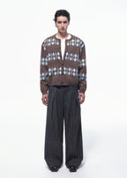 SCRIPT-X ARGYLE ZIP WOOL CARDIGAN