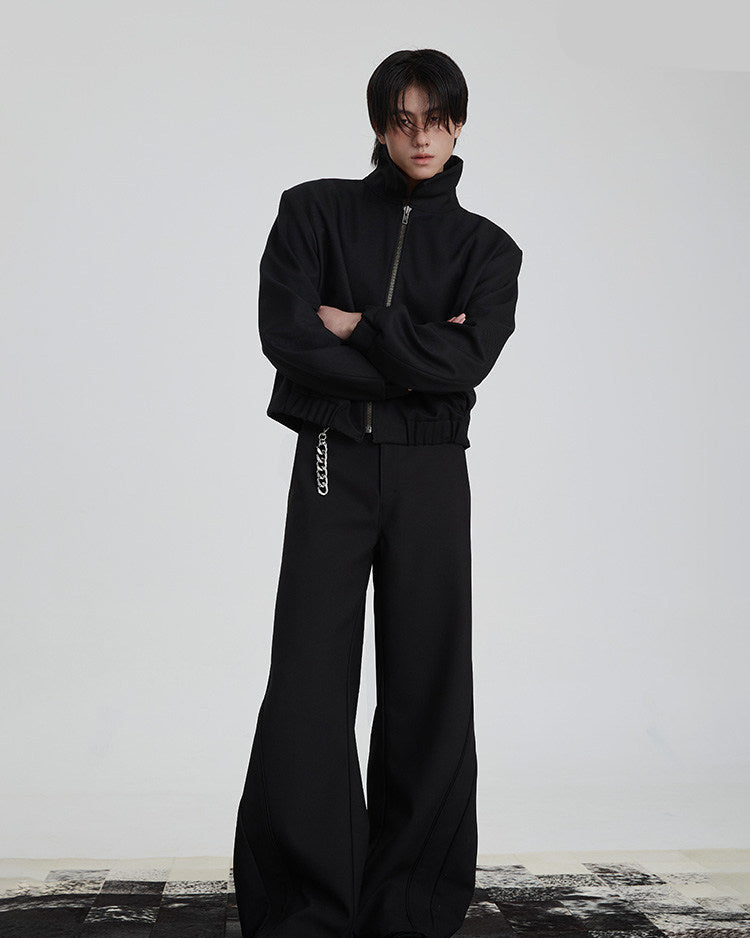CURVED WIDE FIT PANTS