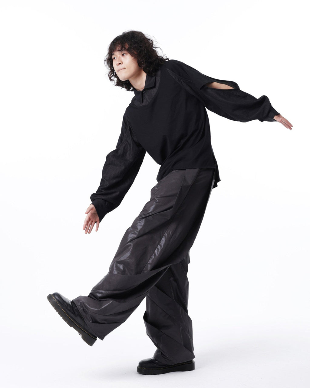 SPIRAL DRAPED WAXED PANTS