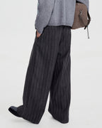 PLEATED WRINKLE STRIPE TROUSERS