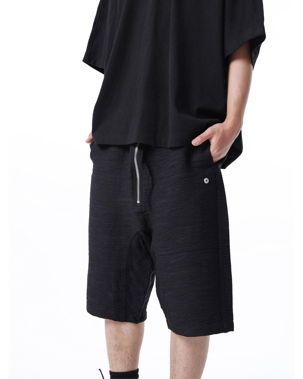 ZIPPER DETAIL HAREM SHORTS