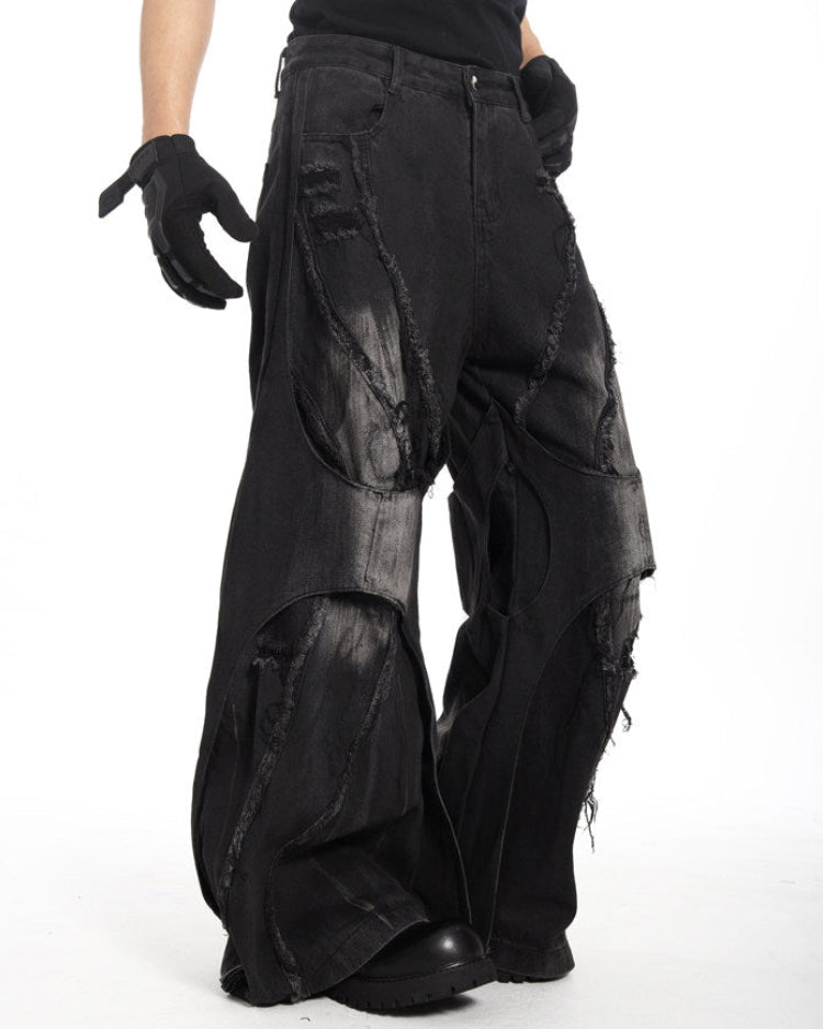 DECONSTRUCTED WIDE FLARE JEANS