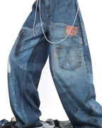 PATCH PRINT WIDE JEANS