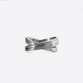 X Stainless Steel Ring with crossing tapering lines and precision edge detailing for men