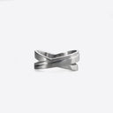 X Stainless Steel Ring with crossing tapering lines and precision edge detailing for men