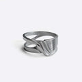 Velum Stainless Steel Ring with drapery-inspired open back design in brushed finish
