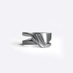 Velum Stainless Steel Ring with drapery inspired curved design and open double bands in stainless steel finish
