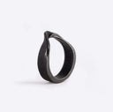 Amos Bold Steel Ring in gray with twisted band and precision edge detailing on white background