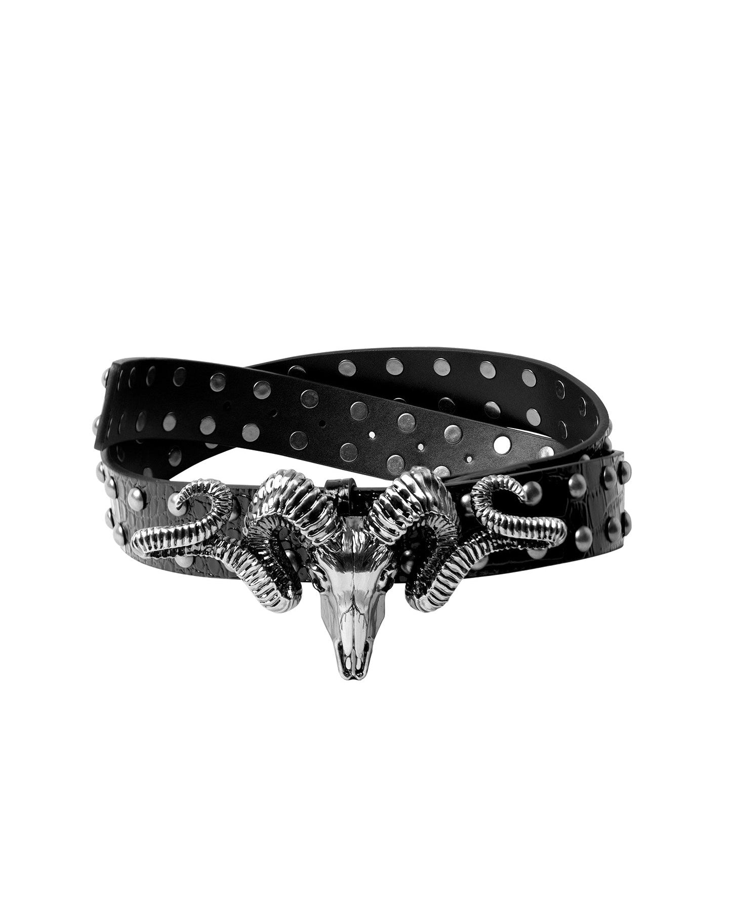 RAM SKULL STUDDED LEATHER BELT