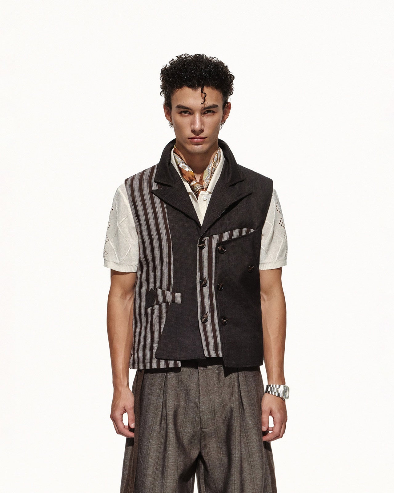 SCRIPT-X STRIPED SUIT VEST