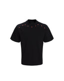 COLLAR RED STUDDED CREW NECK TEE
