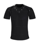 DECONSTRUCTED BUTTON WAFFLE KNIT TEE