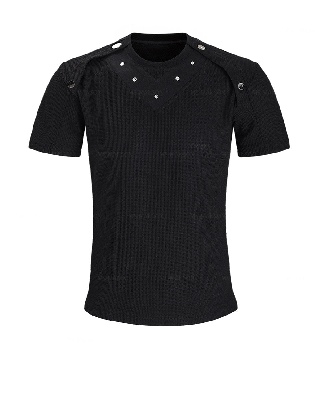 DECONSTRUCTED BUTTON WAFFLE KNIT TEE