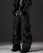 WAXED DESTROYED BIKER JEANS