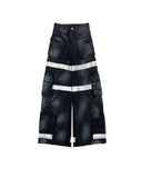 DISTRESSED REFLECTIVE CARGO JEANS