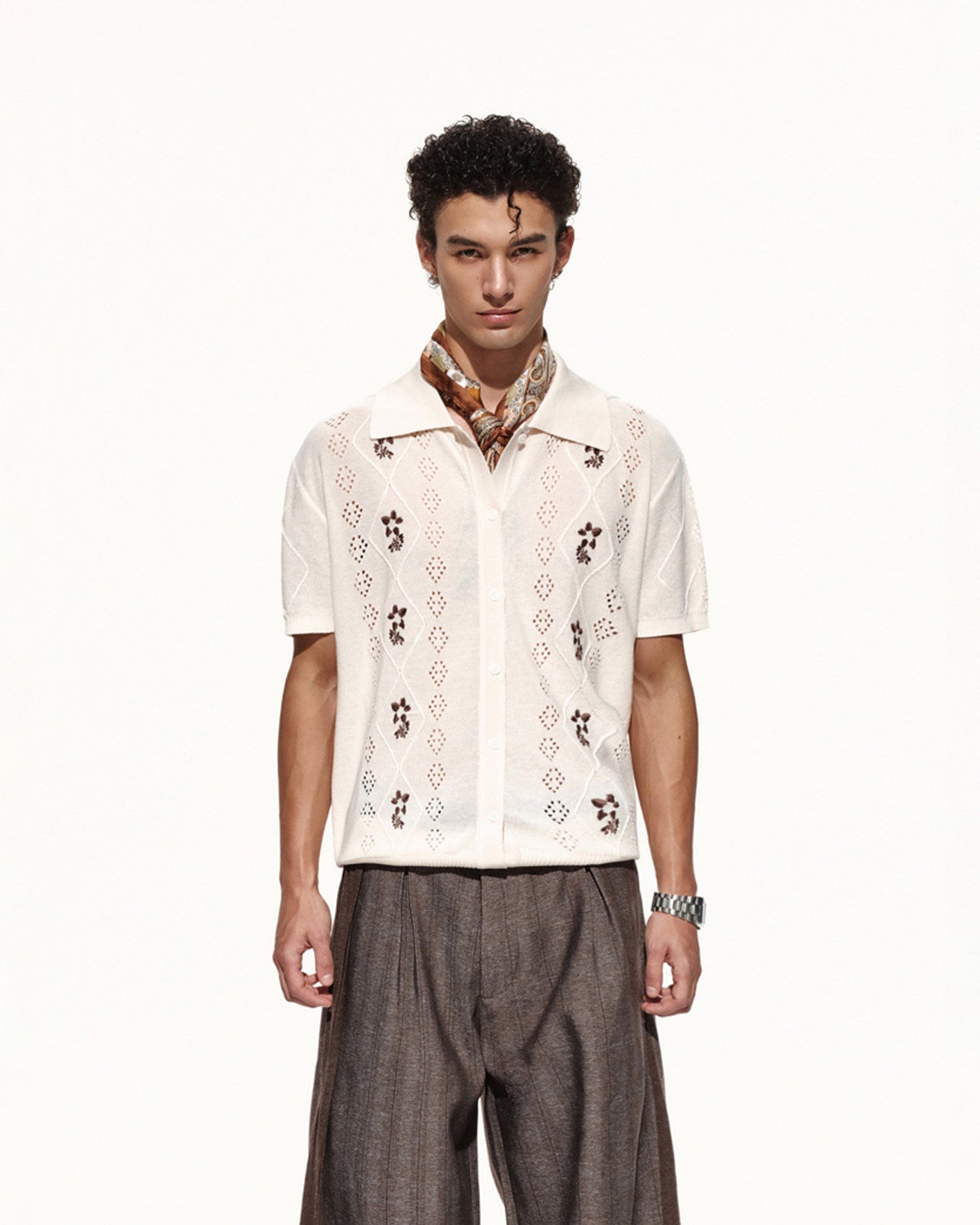 SCRIPT-X LINEN LYOCELL POLO CARDIGAN