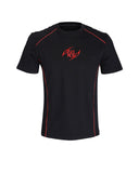 RED EMBROIDERY PIPED FITTED SPORT TEE