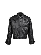 OFF/SC TEXTURED AVANT-GARDE HIGH WAIST BIKER JACKET