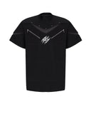 ZIP DETAIL DECONSTRUCTED LOGO GRAPHIC TEE