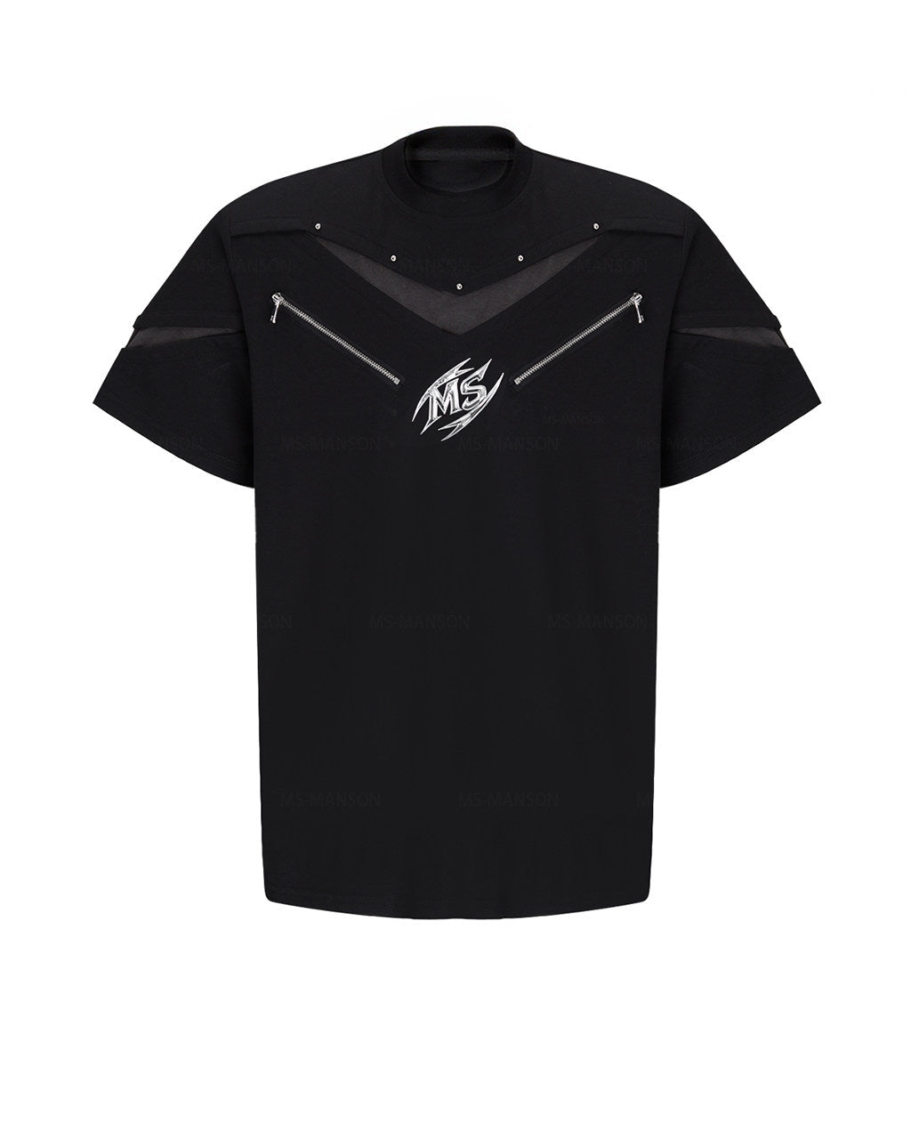 ZIP DETAIL DECONSTRUCTED LOGO GRAPHIC TEE