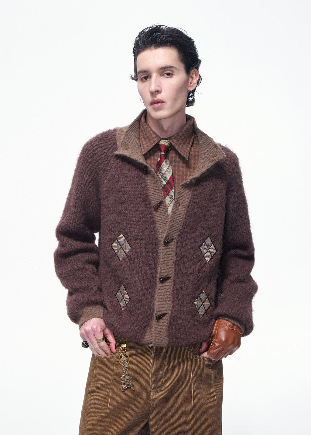 SCRIPT-X ARGYLE KNIT CARDIGAN