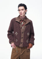 SCRIPT-X ARGYLE KNIT CARDIGAN