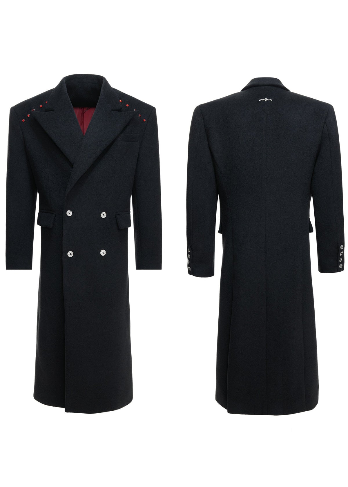 AFTERHOURS long double-breasted wool-blend coat with peak lapels, additional product photograph 10 | OFFCULTURE®