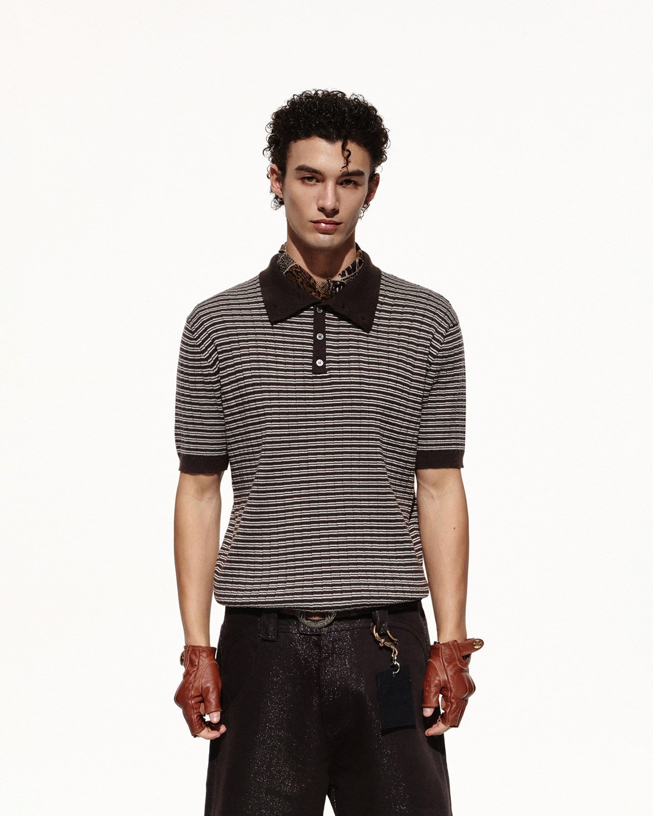 SCRIPT-X STRIPED POLO TEE