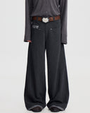 WOOL SPLICED WIDE TROUSERS