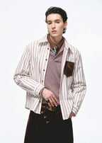 SCRIPT-X STRIPE EMBROID SHIRT