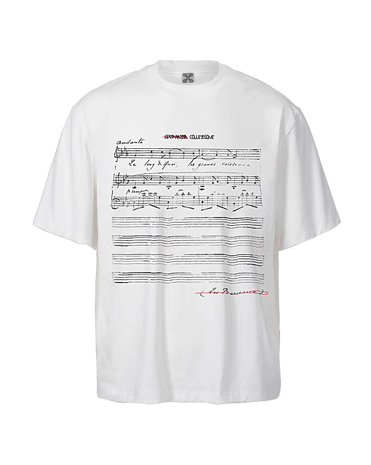 XEQUATION MUSIC SCORE PRINT TEE