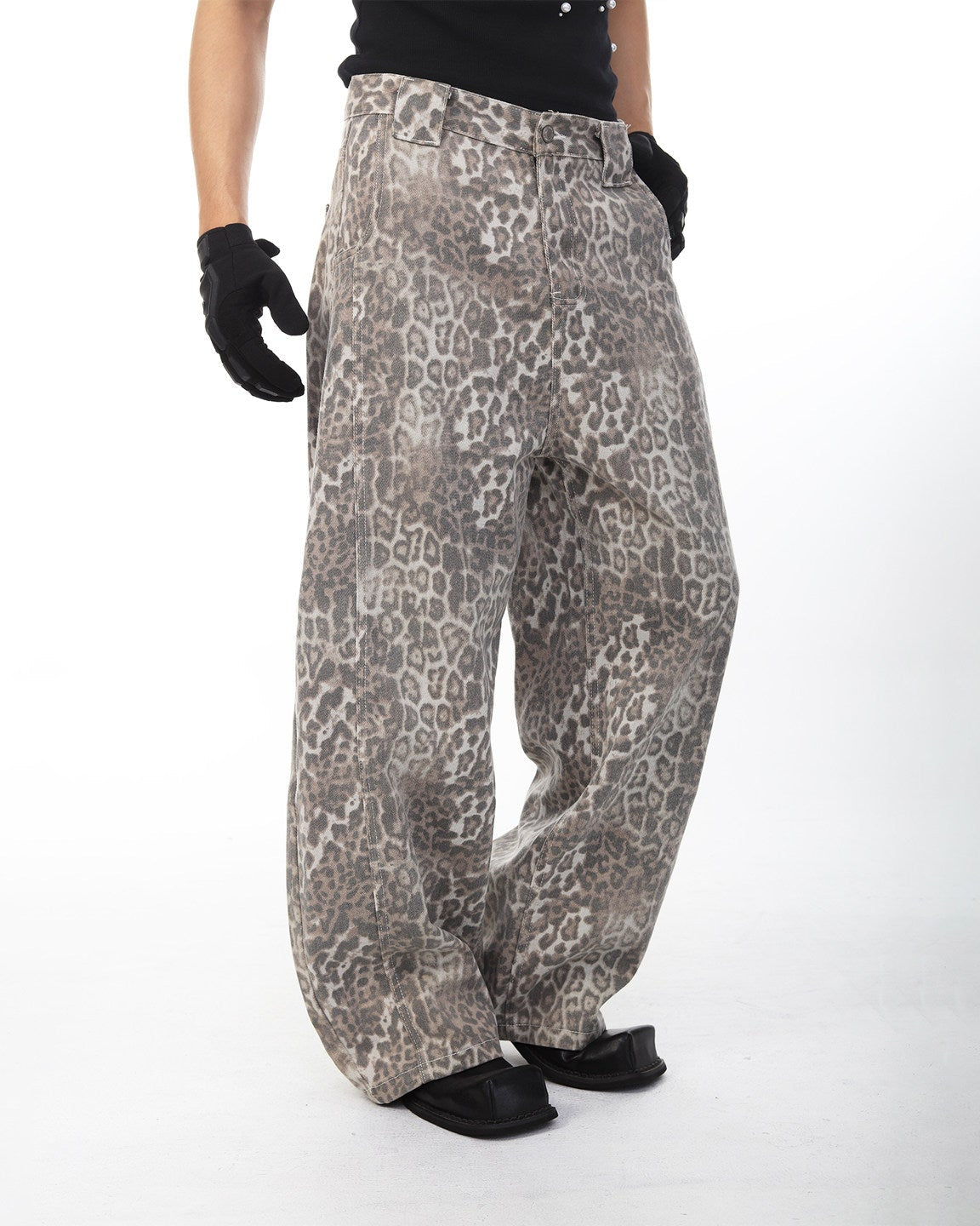 LEOPARD WIDE JEANS