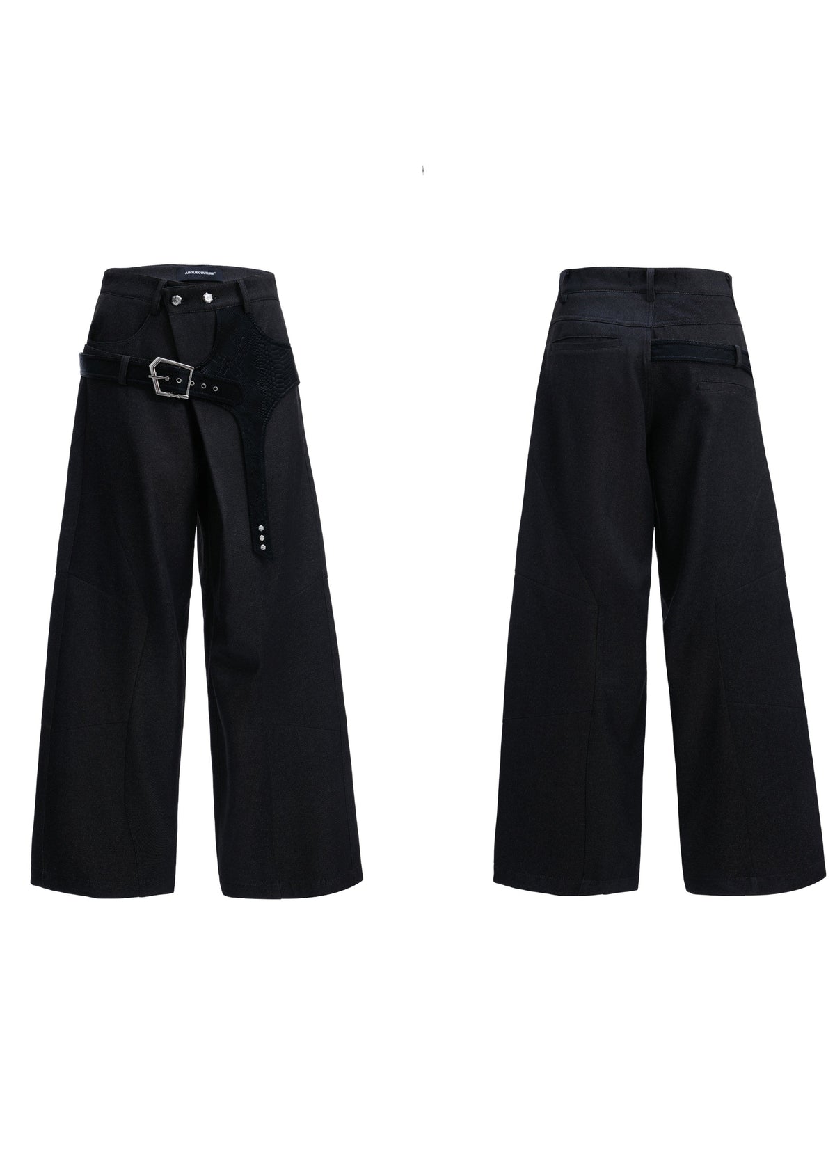 VANTAGE black croc-panelled straight-leg tailored trousers, additional product photograph 9 | OFFCULTURE®