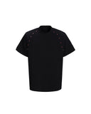 SHOULDER RHINESTONE DETAIL DECONSTRUCTED TEE
