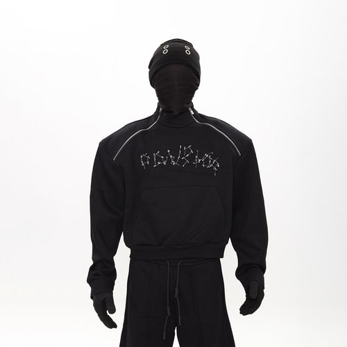 AVANT-GARDE PIN DETAIL ZIP HOODIE