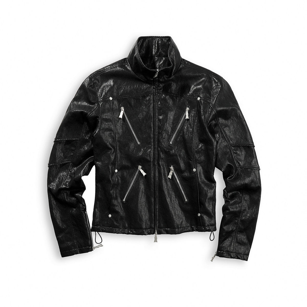 GODCOMPLEX armored distressed faux leather jacket