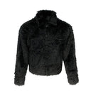 CAZADORA BIKER DE PELO SINTÉTICO OSO NEGRO SSIN7 25FW