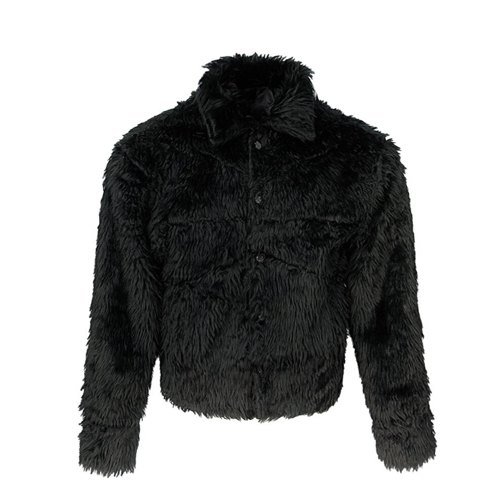 OFF/SC BLACK BEAR FAUX FUR BIKER JACKET