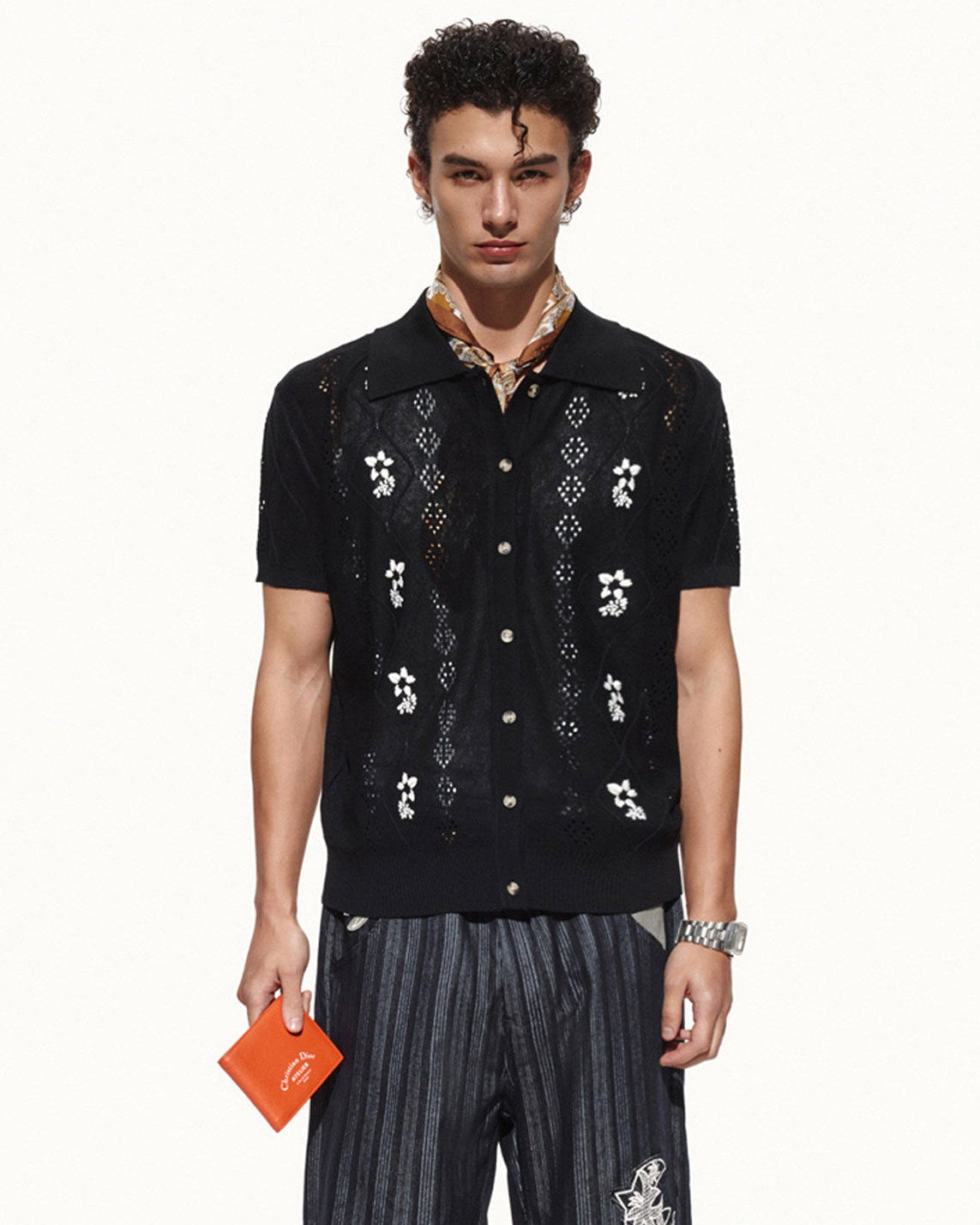 SCRIPT-X LINEN LYOCELL POLO CARDIGAN