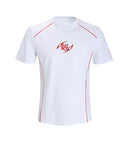 RED EMBROIDERY PIPED FITTED SPORT TEE