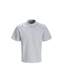 COLLAR RED STUDDED CREW NECK TEE