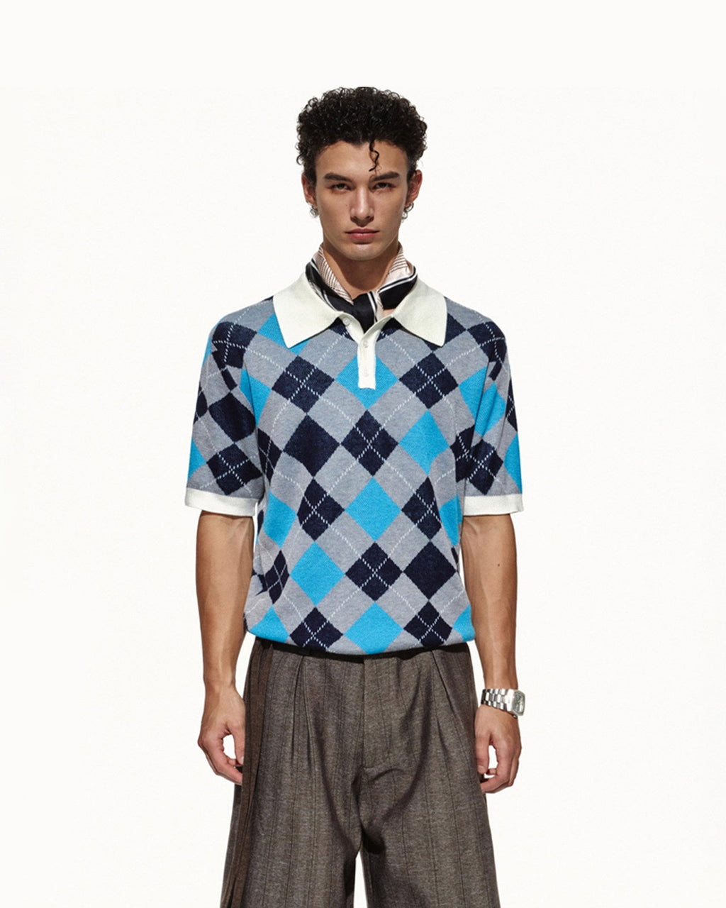 SCRIPT-X ARGYLE WOOL POLO