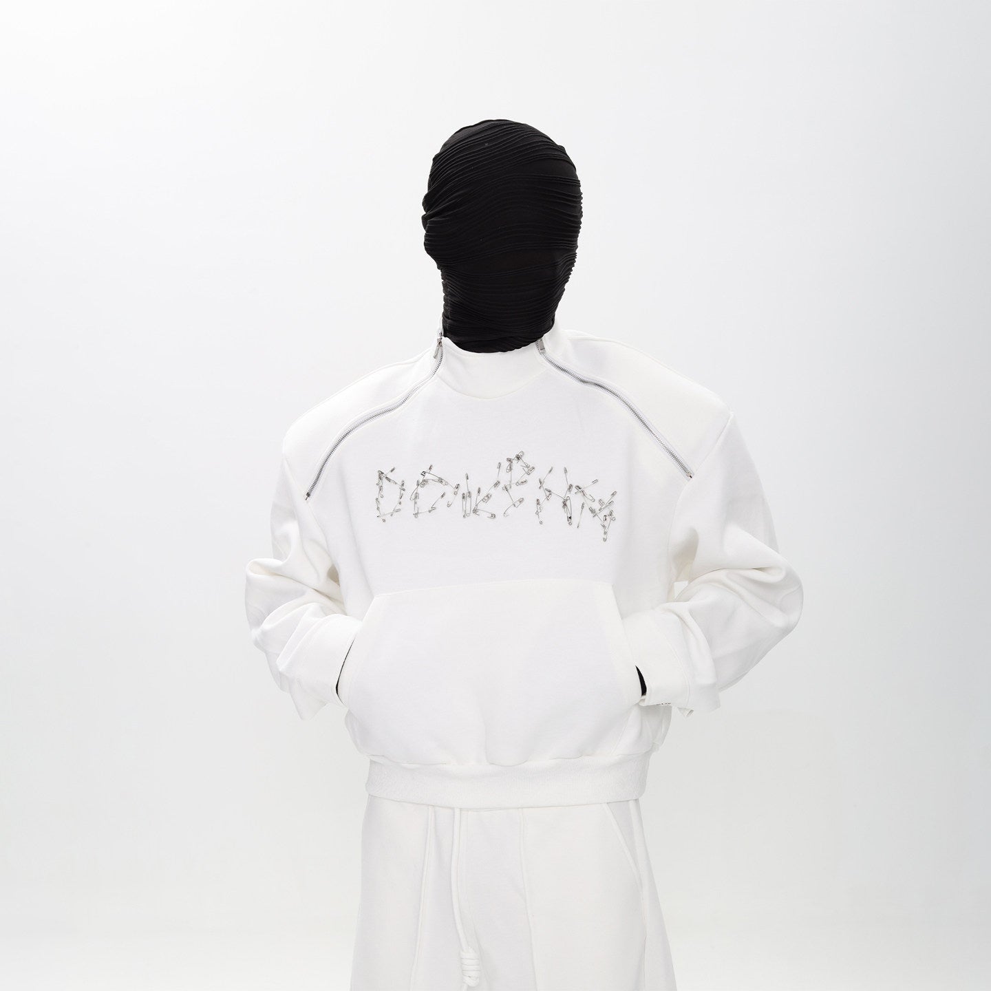 AVANT-GARDE PIN DETAIL ZIP HOODIE