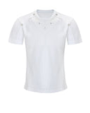 DECONSTRUCTED BUTTON WAFFLE KNIT TEE