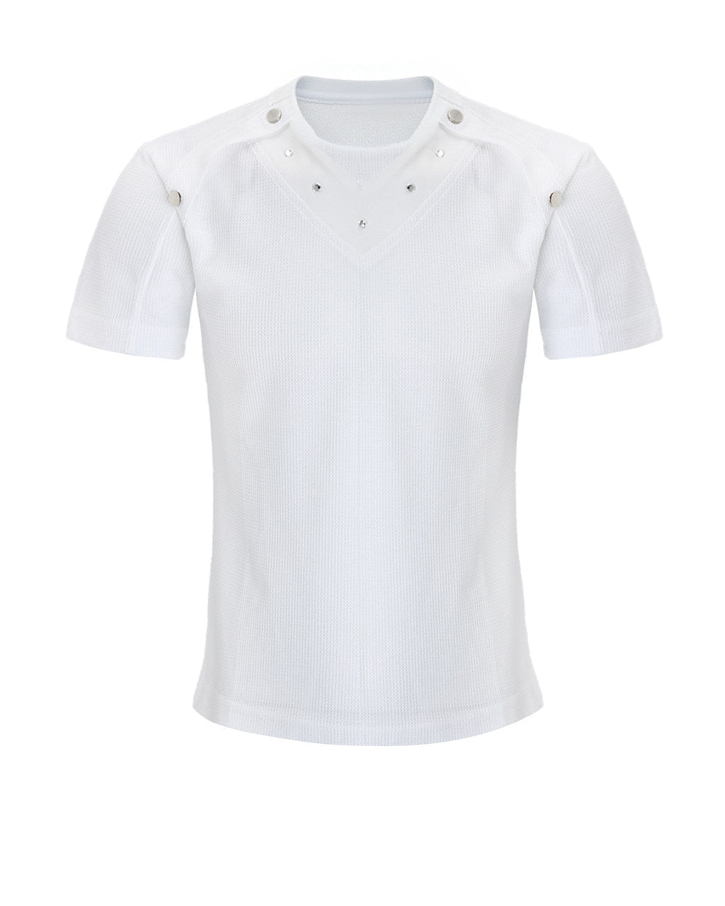 DECONSTRUCTED BUTTON WAFFLE KNIT TEE