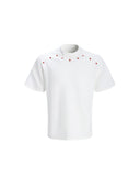 COLLAR RED STUDDED CREW NECK TEE